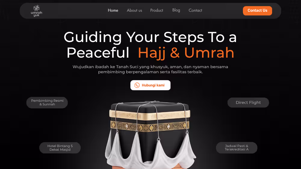 Tampilan website Umroh Yuk yang dikerjakan Aksavara